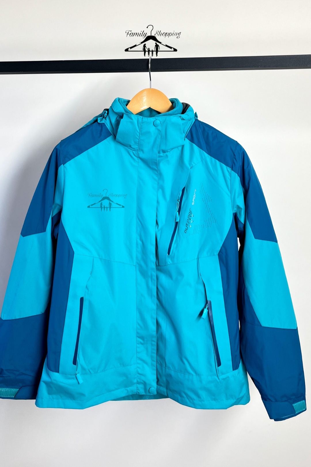 کاپشن دوپوش گورتکس زنانه، ضدباد و ضد آب (آبی فیروزه ای) ارسال فوری