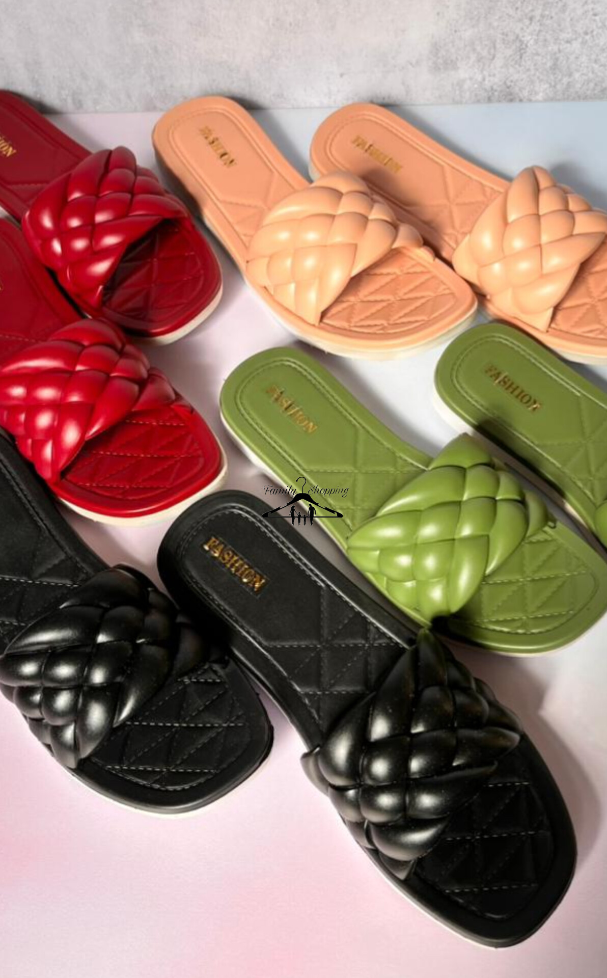 دمپایی زنانه طرح گندم مشکی سبز کالباسی و زرشکی