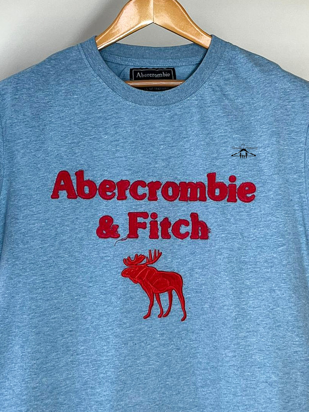 عکس غیرژورنال تیشرت آبی آسمانی Abercrombie
